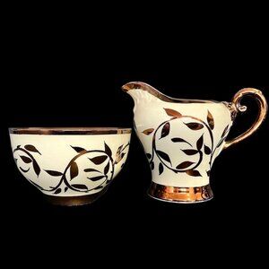 Vintage 1950s Myott Son & Co Old Luster Ware H.W. 874 England Sugar and Creamer